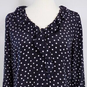 vintage 100% silk polka dot spotted ruffle top